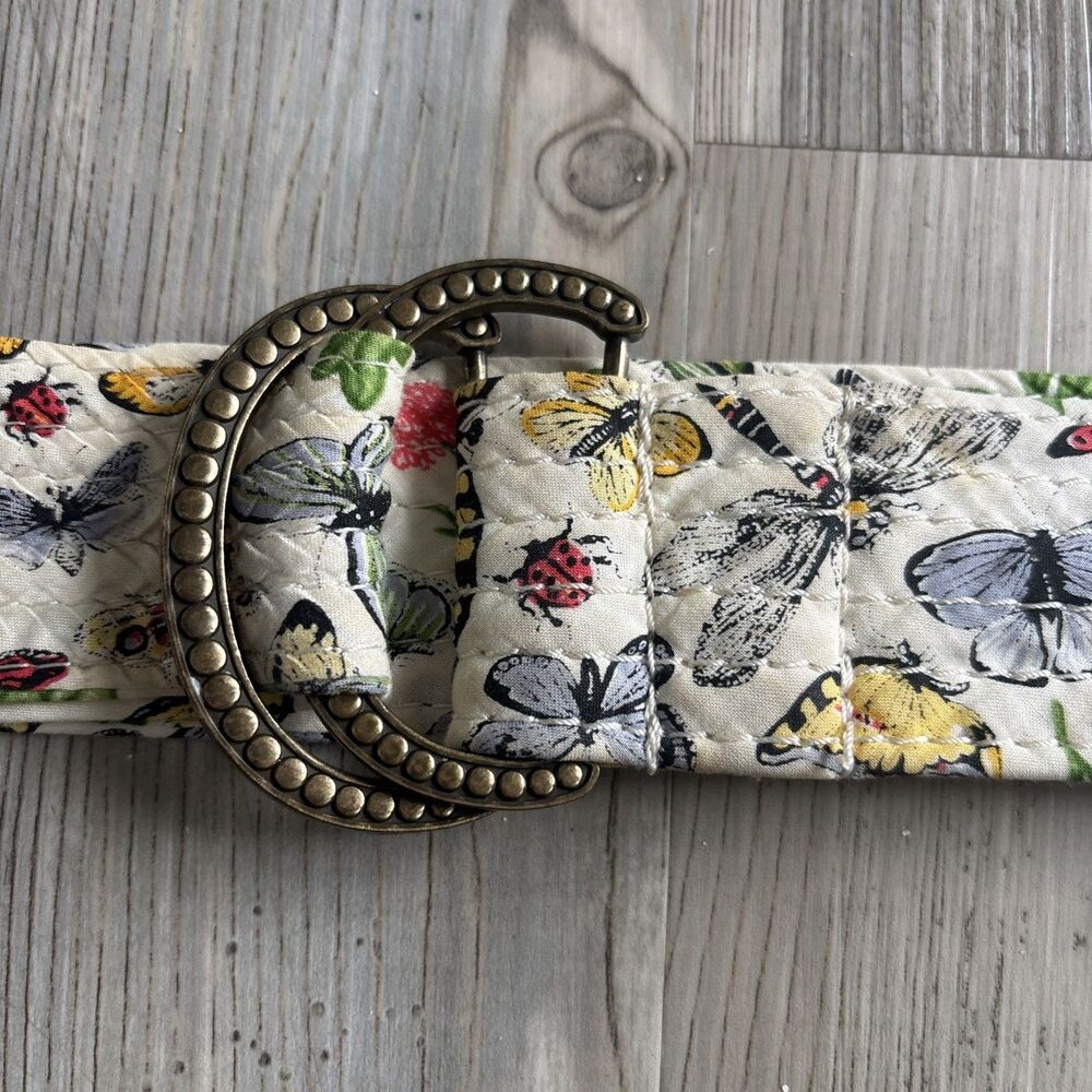 J Crew Cloth Patchwork Quilted Belt Butterfly Y2K Whimsical Fairy Belt Small